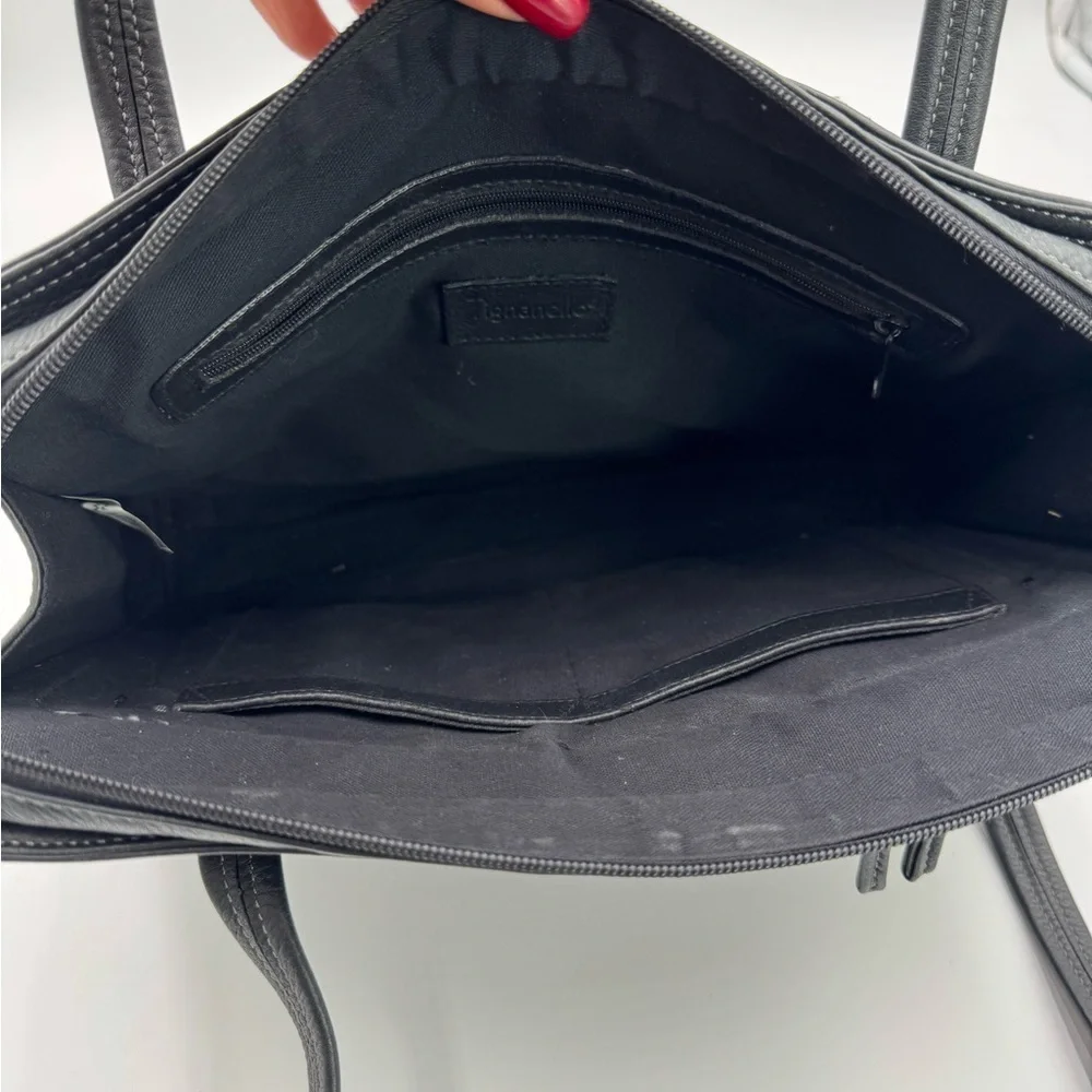 Leather Briefcase Laptop Shoulder Bag Purse Black